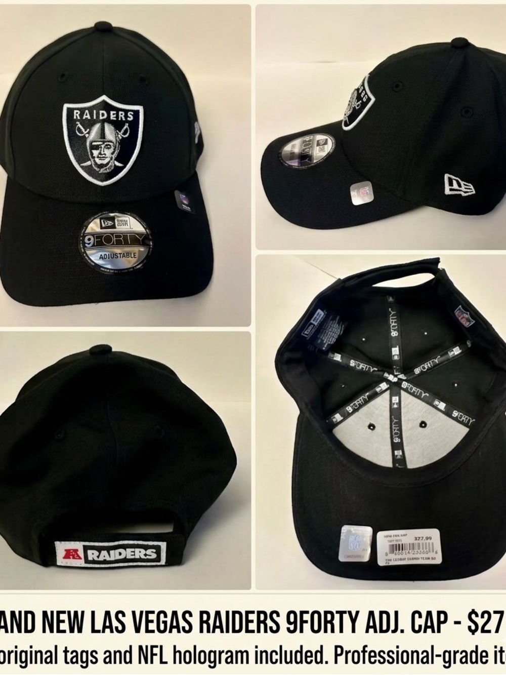New Era Kids Las Vegas Raiders Black Adjustable 9FORTY Cap
